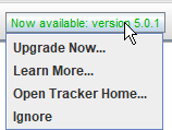 Upgrade notification button--click to show popup menu